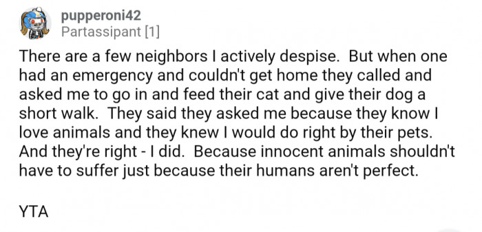 "Innocent animals shouldn't have to suffer just because their humans aren't perfect"