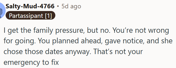 OP is not wrong for going.