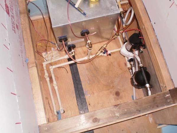 Many wires and pipes needed to be installed.