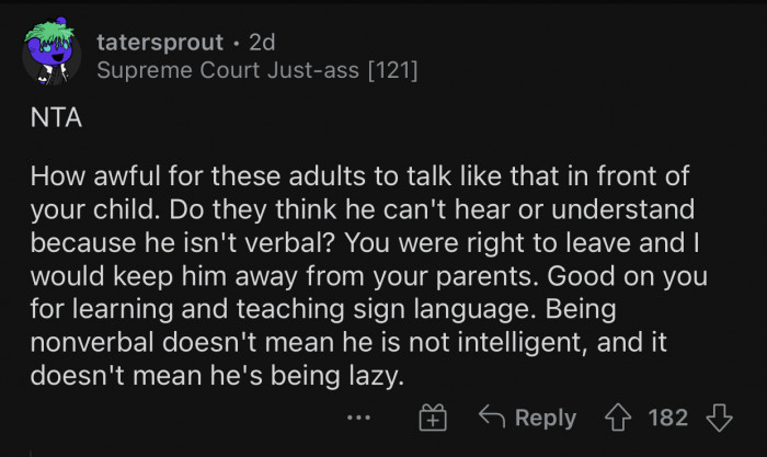 It was wrong of them to talk like that in front of OP's child.