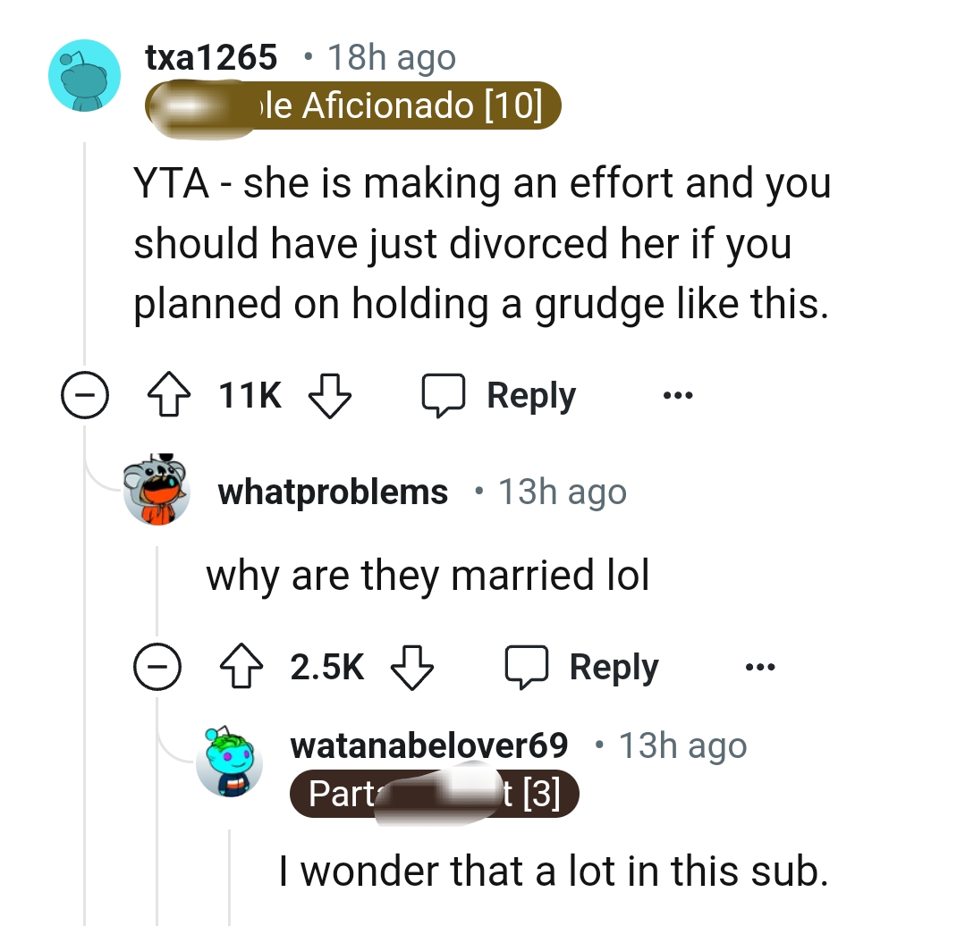 The OP should have divorced her as he planned