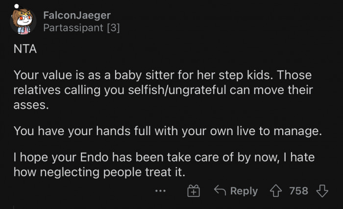 OP should focus on her own life and let them deal with their issues.