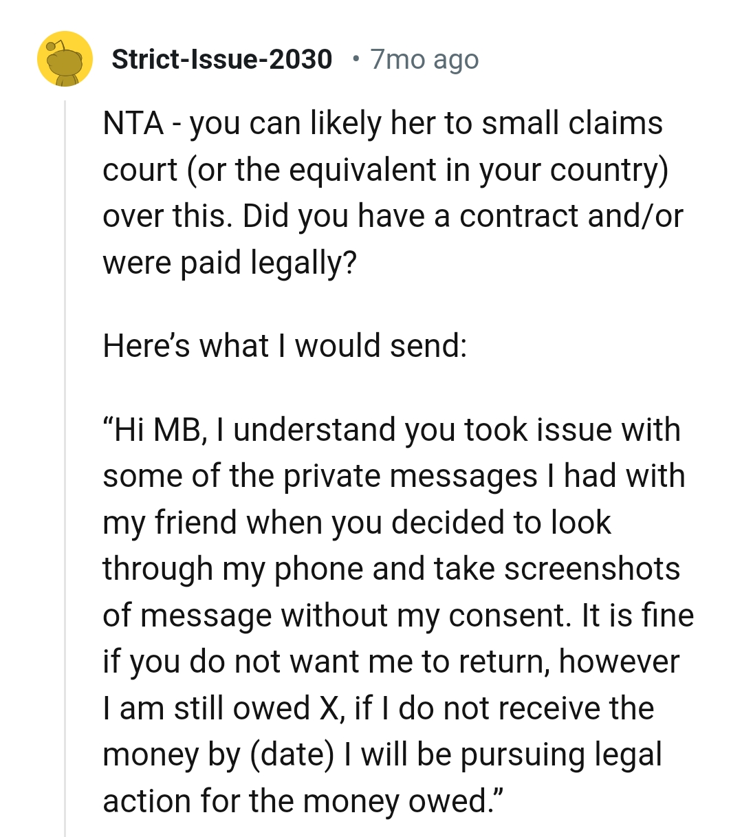 Did the OP have a legal contract?