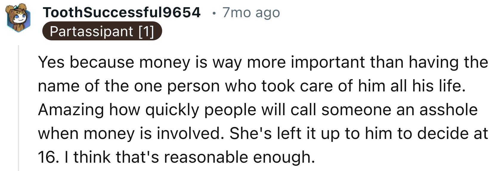 A Reasonable Decision on Changing the Child's Name