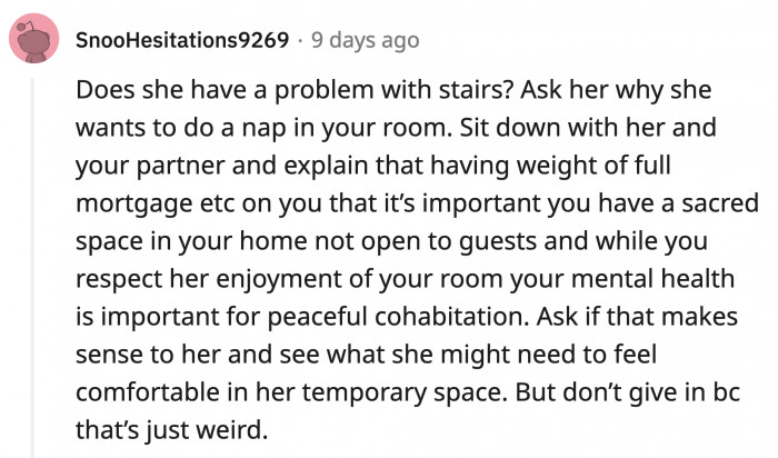 Does MIL have mobility issues that limit her from using the stairs?