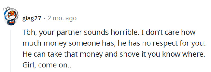 Cash can't cover that lack of respect.