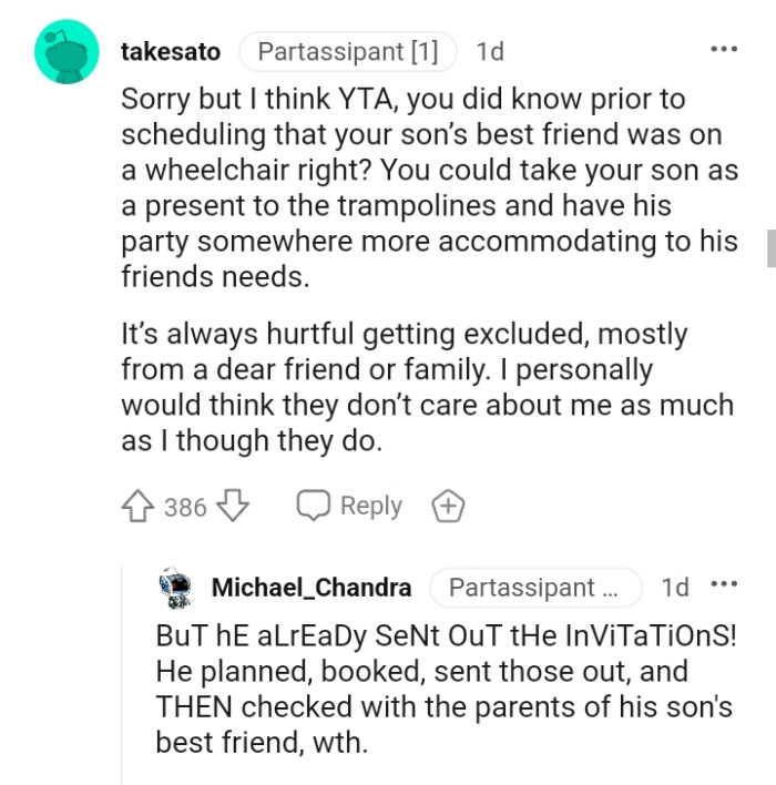 It's always hurtful getting excluded, especially from a dear friend or family