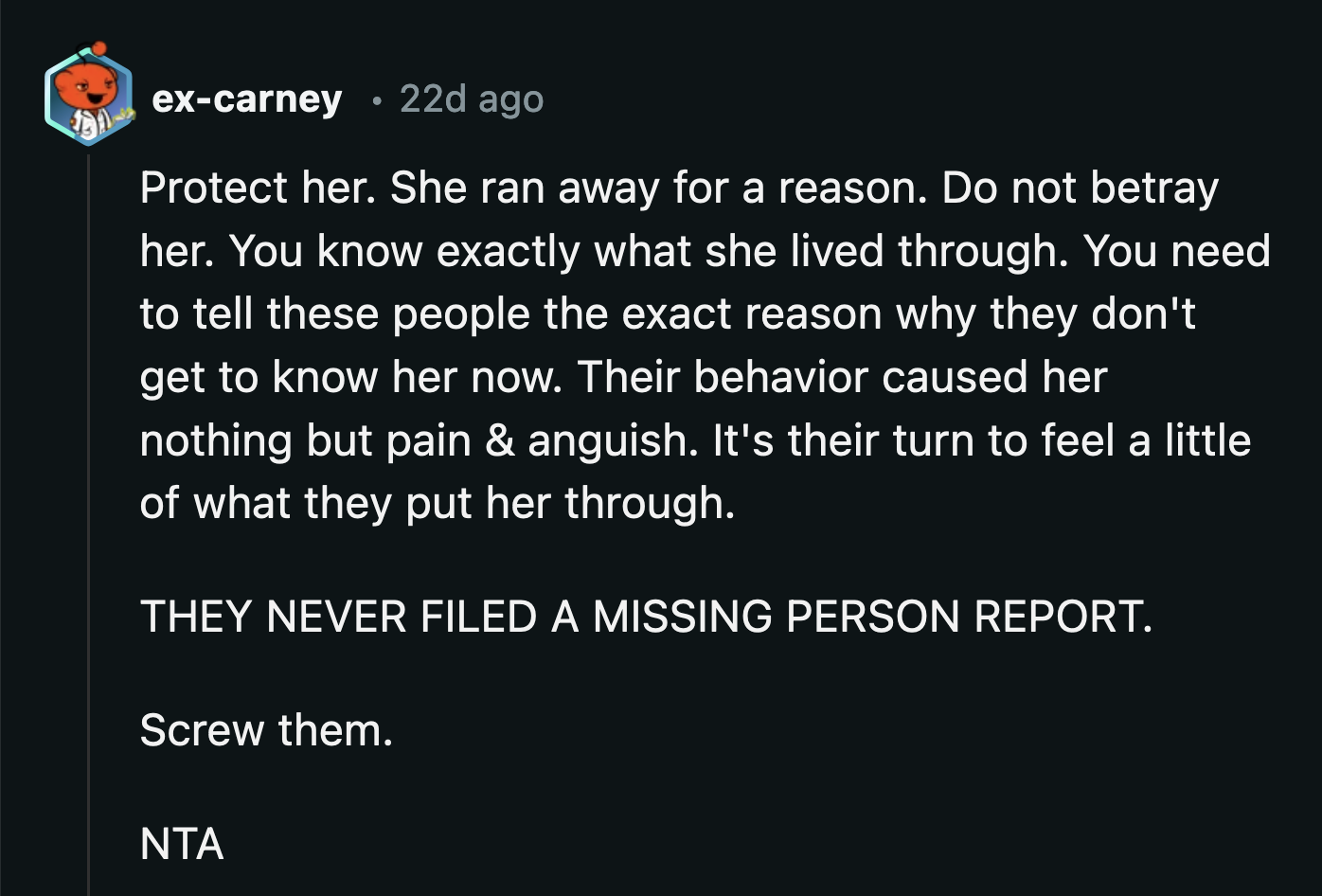 OP's uncle should have disintegrated on the spot when he called Eve his baby girl whose voice he just wanted to hear again.