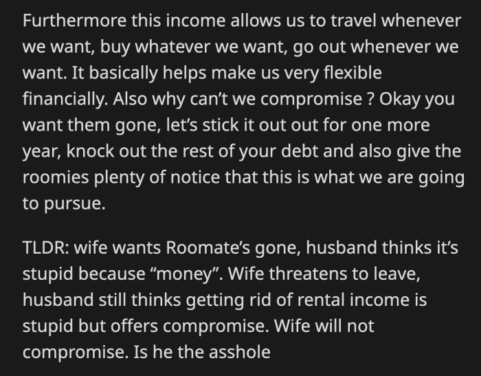 OP doesn't know what the right choice is and asked Redditors for guidance