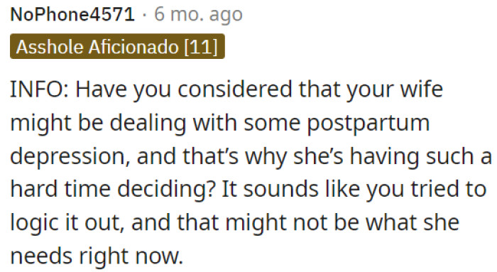 It seems like OP tried to use logic, but his wife might need emotional support at this time.