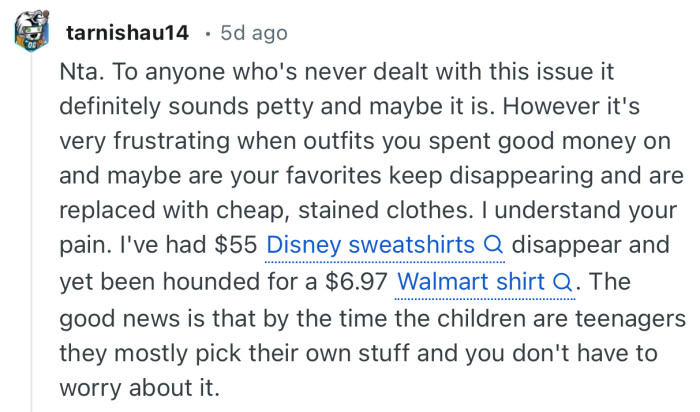 “It’s very frustrating when outfits you spent good money on and maybe are your favorites keep disappearing…”