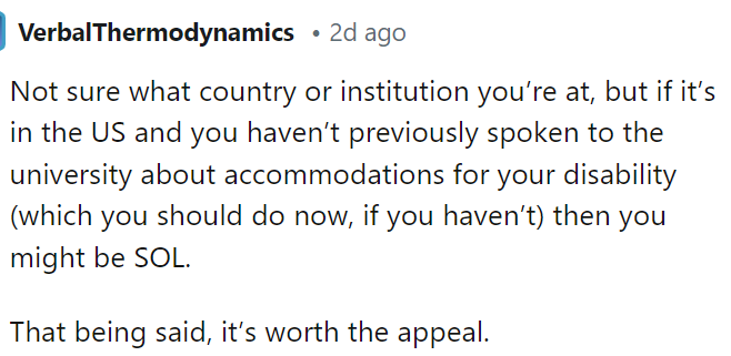 OP might be out of luck, but with a doctor's note and documentation of a conversation, that should be sufficient.