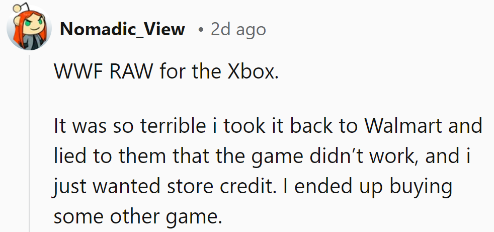 Returned WWF RAW to Walmart, claiming it was broken—used the store credit for a much better game.