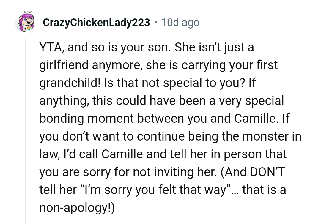 The OP Should Apologize for Being a Monster In-Law