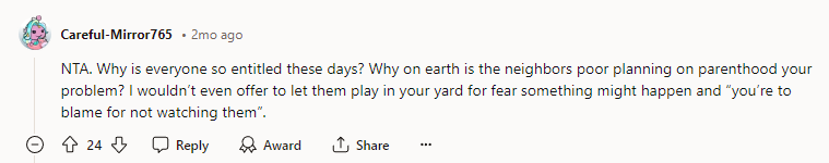 NTA. Why is everyone so entitled these days?