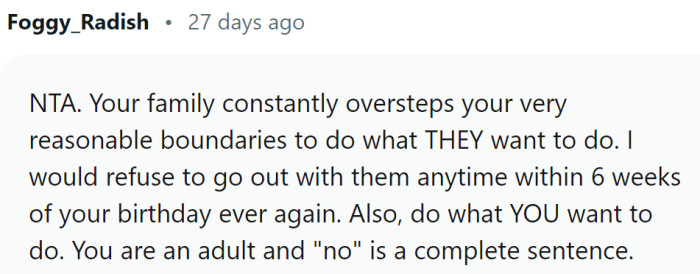 No is a complete sentence. No further explanation needed.