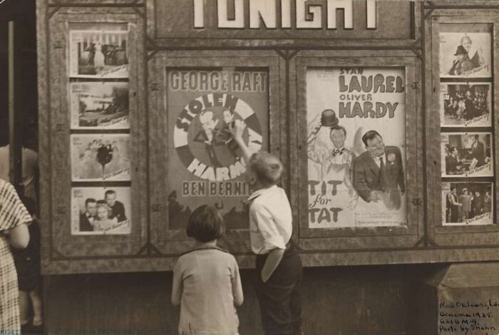 A Couple Of Kids Standing In Front Of A Poster, New Orleans, Louisiana, 1935