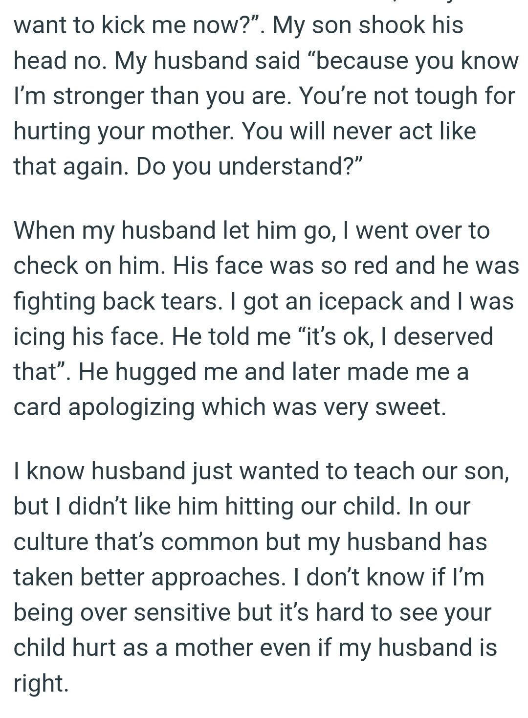 He hugged the OP and later made her a card apologizing, which was very sweet
