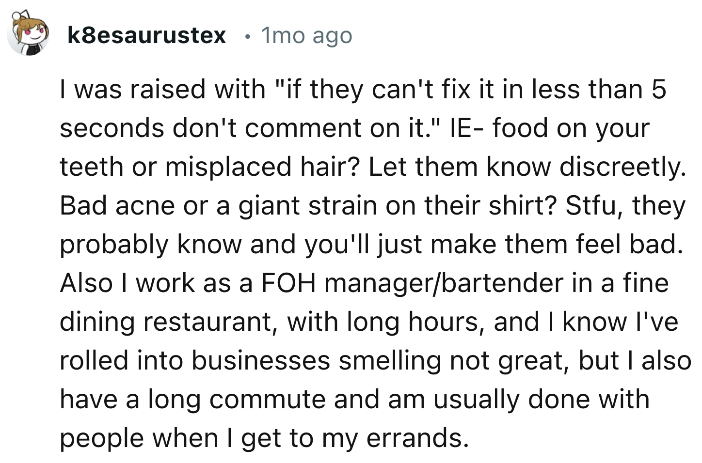 It Is Not Good Behavior To Comment On Someone Else's Smell Without Knowing The Situation