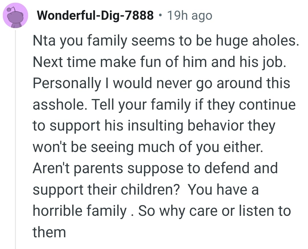 The OP has a horrible family