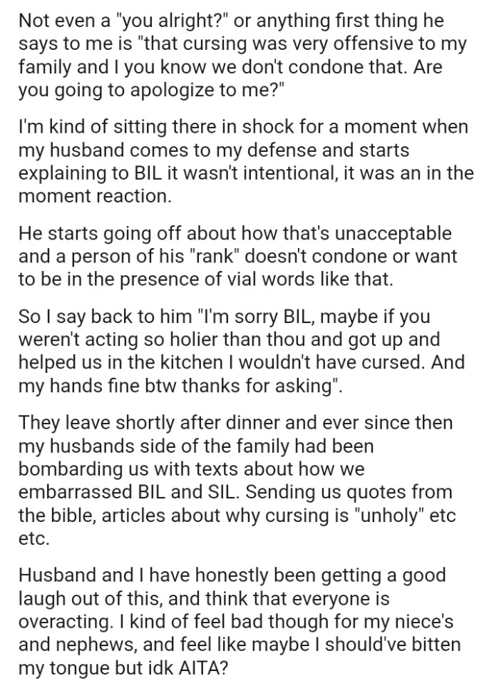 He starts going off about how that's unacceptable and that a person of his 