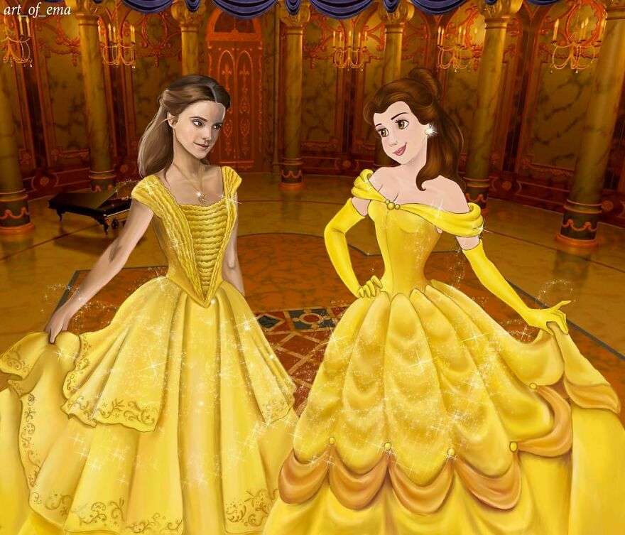 6. Belle - This artwork is inspired by Emma Watson's dress from the live-action movie.
