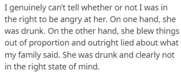 OP isn't sure if he had the right to be angry at her, so he turned to Reddit for help