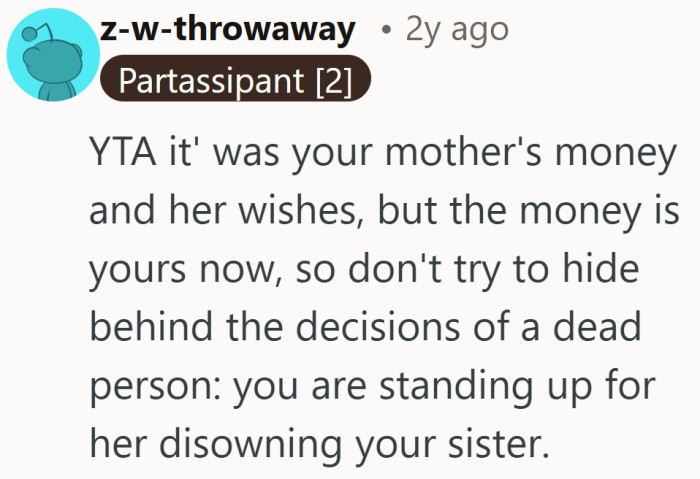 The focus shifts from honoring a will to owning the outcome of repeating it.