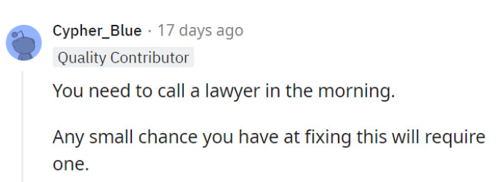 Absolutely, dial up a legal expert pronto.