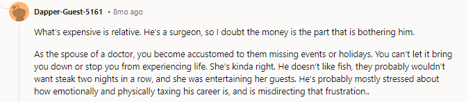 I agree that the price probably isn't what annoyed him the most - but her comment that 