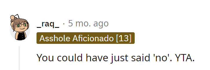 A simple 'no' would have sufficed!