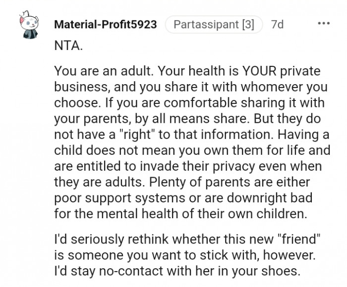 You can share it with your parents if you're comfortable with it
