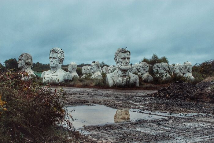 "Abandoned Presidents' Heads In A Rural Virginia Field"