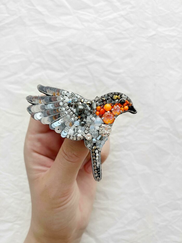 "My Little Birdie, Handmade Robin Redbreast Brooch"
