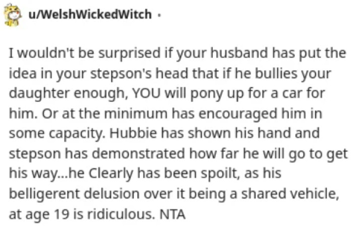 At the age of 19, it should be clear to the teenager who owns this car.