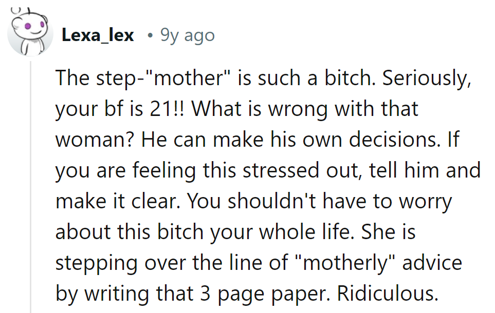 Step-'mother' drama at 21? Time for her to graduate from helicopter parenting.