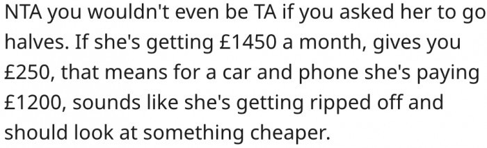 11. He could even ask her to contribute equally.