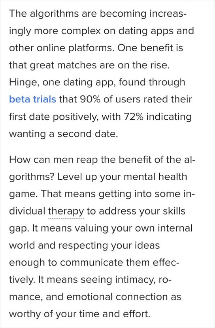 Greg shared some advice on what men can do to improve their chances.