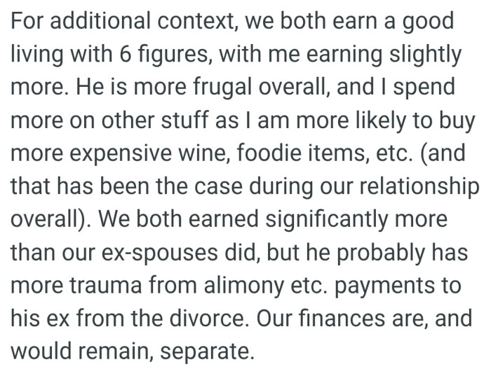 OP's boyfriend is more frugal overall