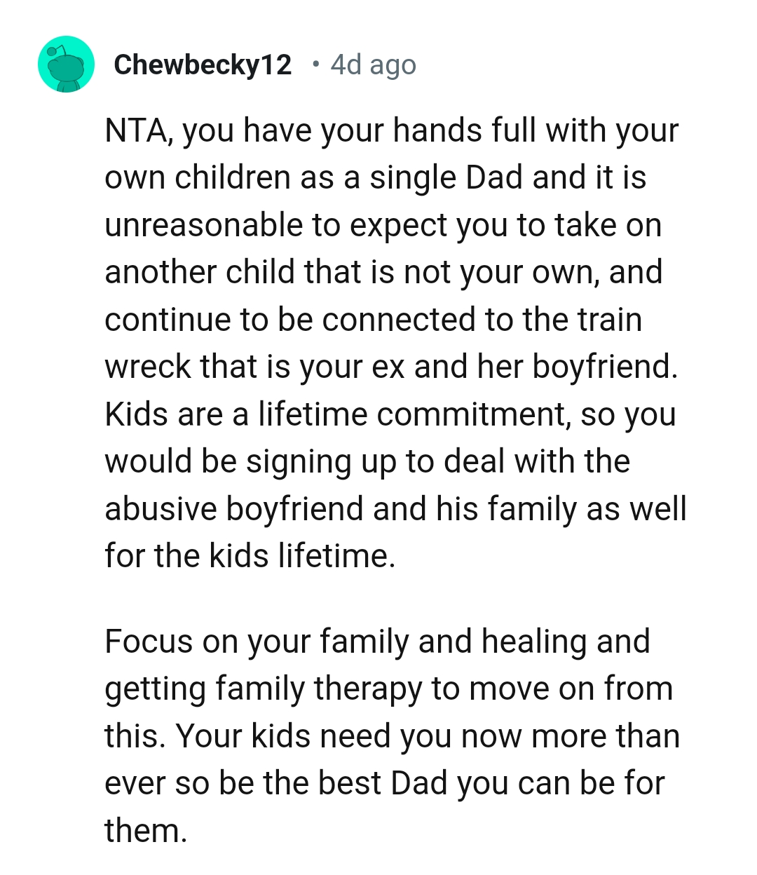 The OP would be signing up to deal with the abusive boyfriend and his family