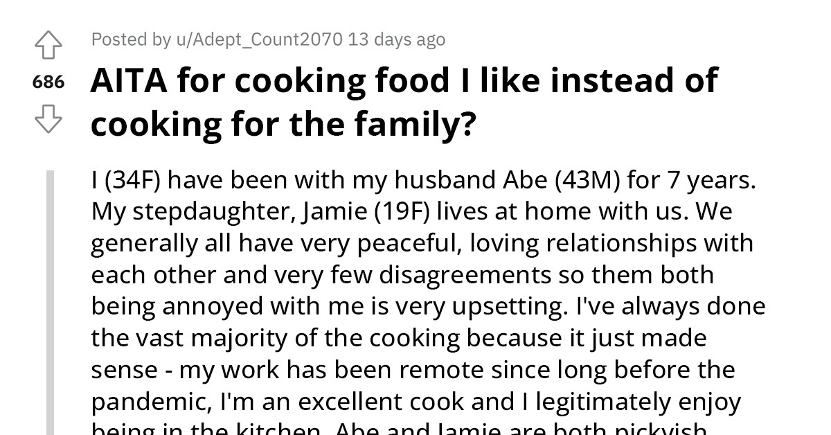 This Redditor's Exclusive Meal Choices Are Dividing Her Home