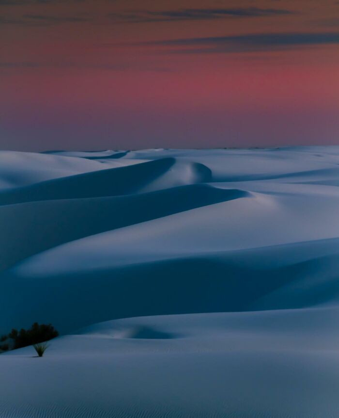 "White Sands + Blue Hour = Different Planet"