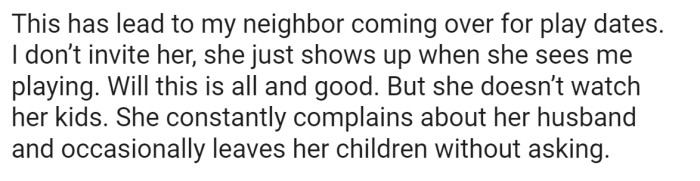 Which would be all fine and good if she actually watched her kids