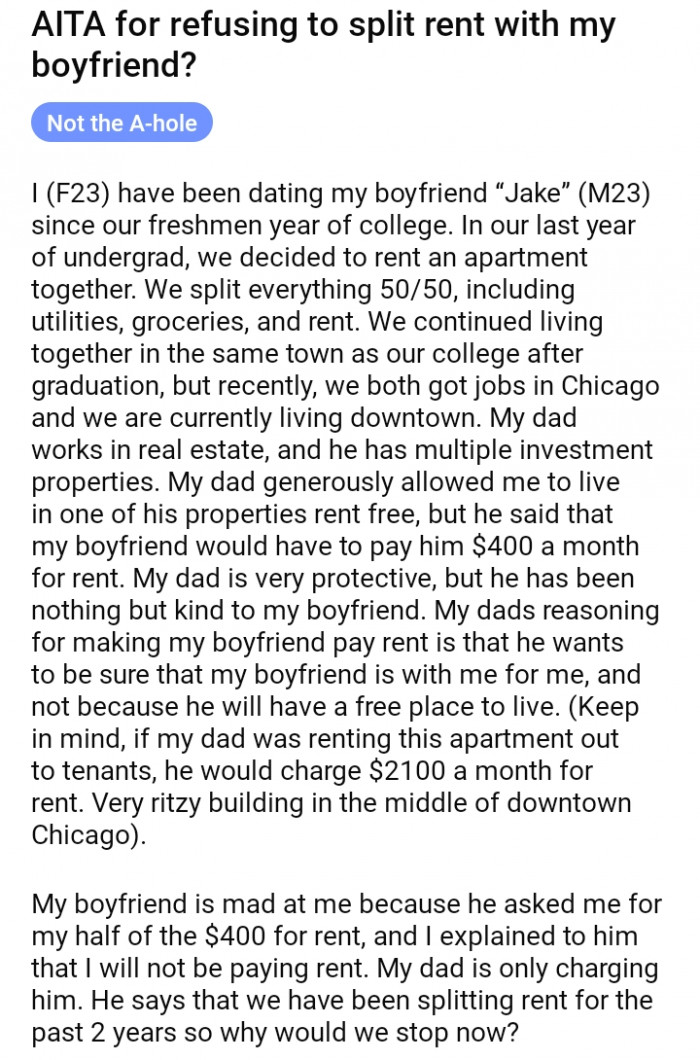 OP shared about her long-term partner and their living arrangements together for the past few years.