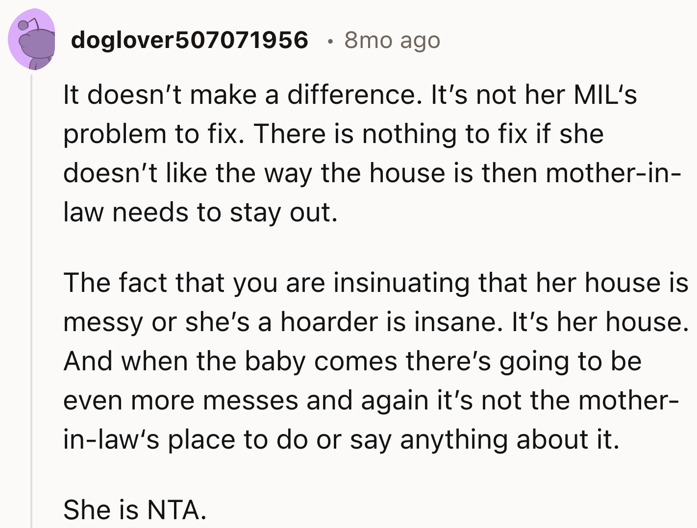 It's MIL's Problem To Fix Now