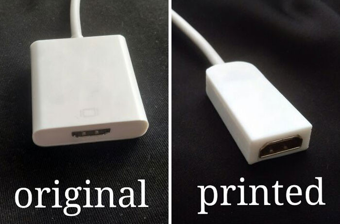 "3D Printed Casing For Hdmi Connector. Original Was Unreasonable Big, So I Made Smaller One"