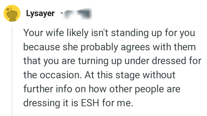 This Redditor believes OP's wife probably agrees with them