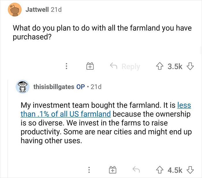 22. Gates' thoughts on all his farmlands