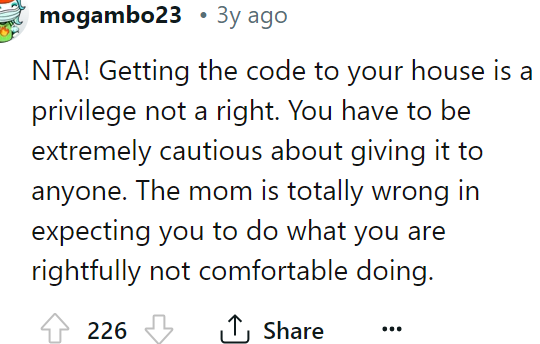 Getting the code to the OP's house is a privilege, not a right.