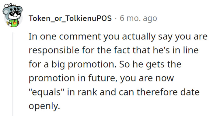 Equal ranks post-promotion: now starring in the workplace rom-com, 'Promotions and PDA.'